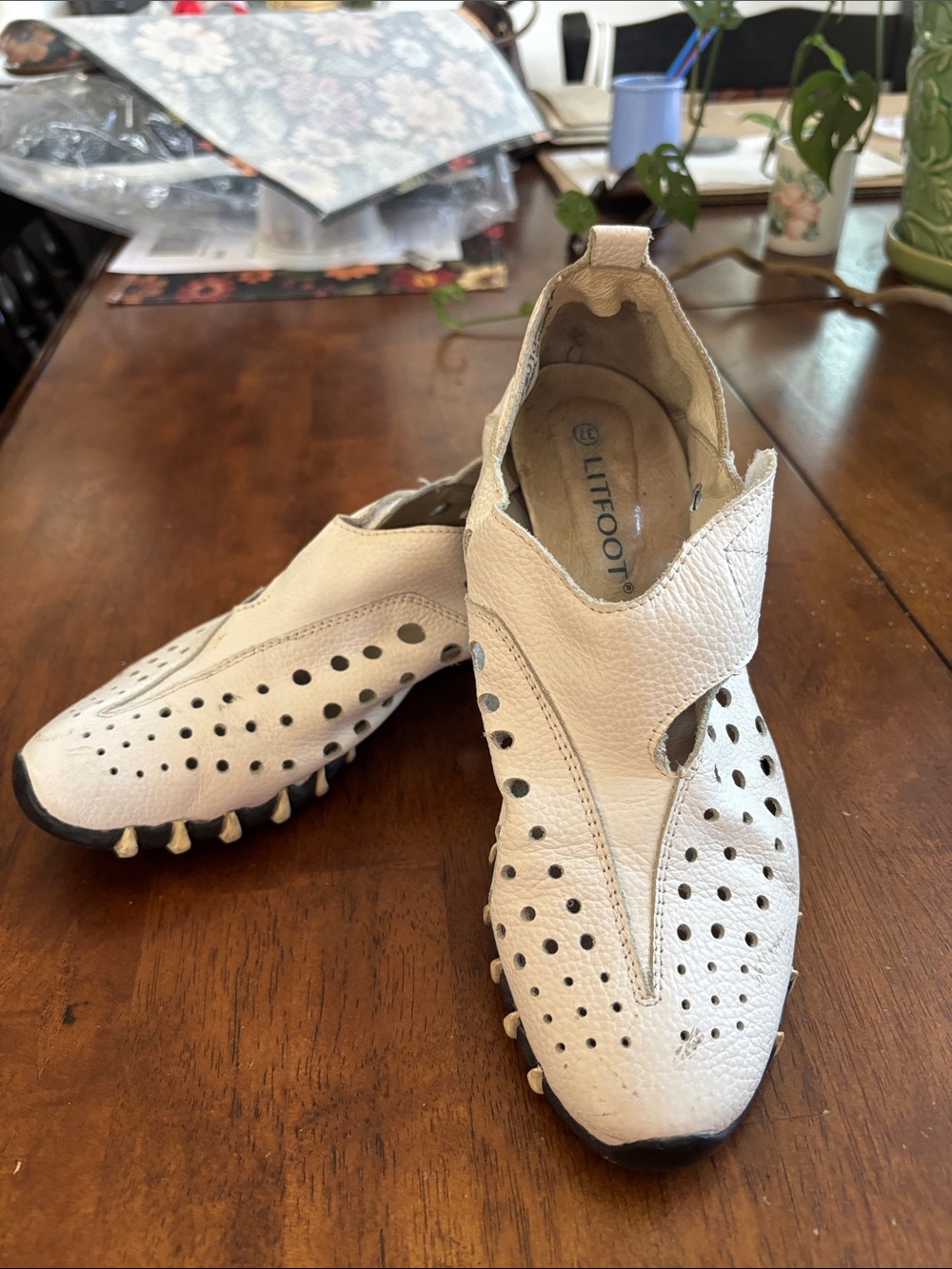 Women's Beige Perforated Slip-On Moccasins